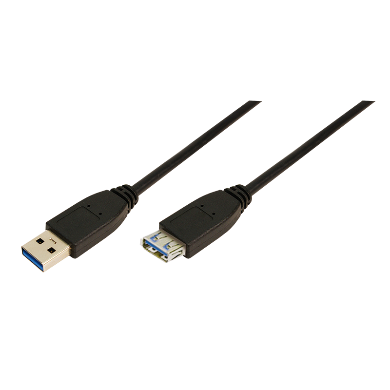 USB 3.0-Kabel, USB-A/M zu USB-A/F, schwarz, 2 m