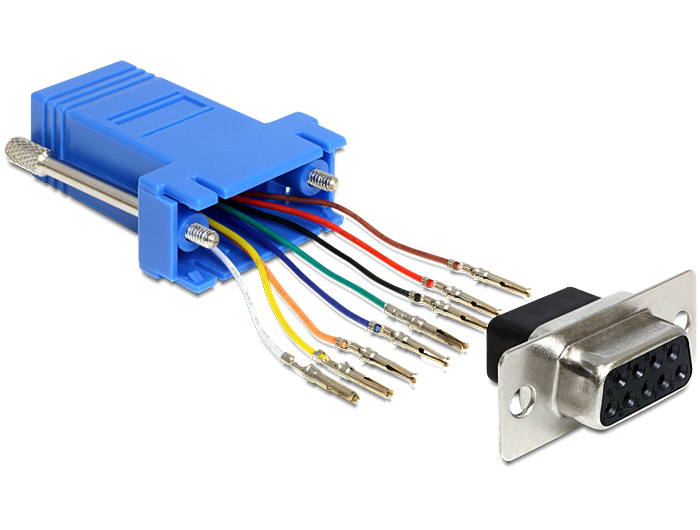 Adapter, Sub-D 9 Pin Buchse zu RJ45 Buchse, Montagesatz, bla