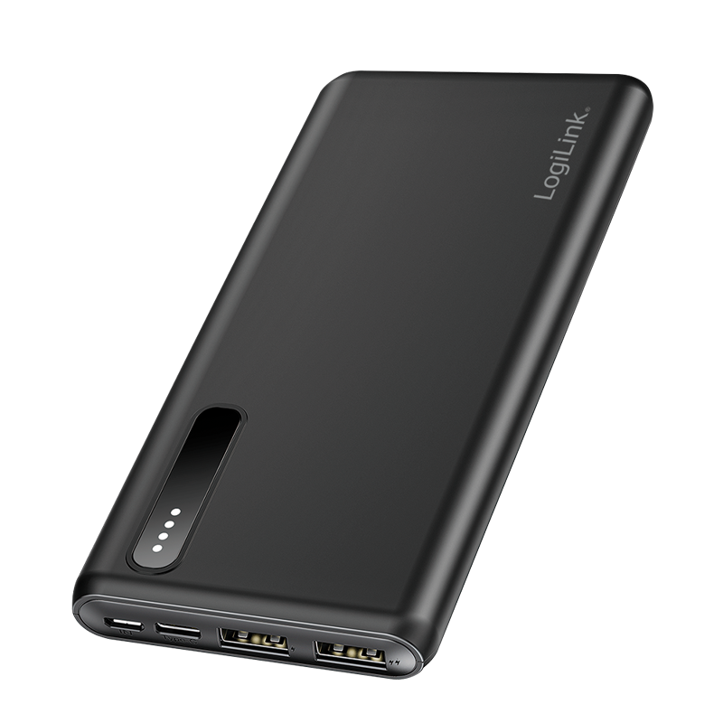 Powerbank 8.000 mAh, 2x USB-A, 2-in-1 Kabel, schwarz Powerbank 8.000 mAh, 2x USB-A, 2-in-1 Kabel, schwarz
