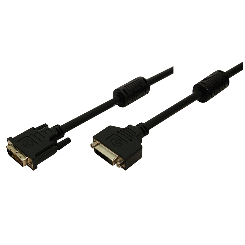 DVI-Kabel, DVI-D/M zu DVI-D/F, 1080p, 2x Ferrit, schwarz, 5 m