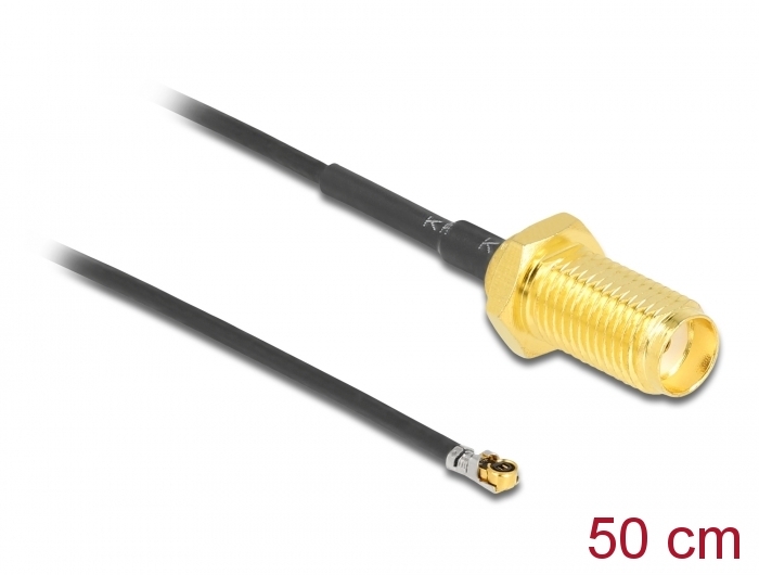 Antennenkabel SMA Buchse zum Einbau zu MHF® 4L LK Stecker 1.37 50 cm Gewindelänge 10 mm, Delock® [12