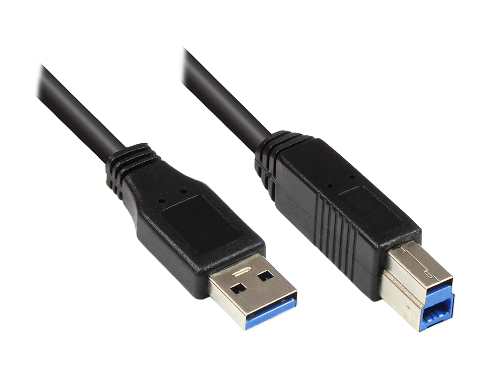 Anschlusskabel USB 3.0 Stecker A an Stecker B, schwarz, 0,25m, Good Connections®