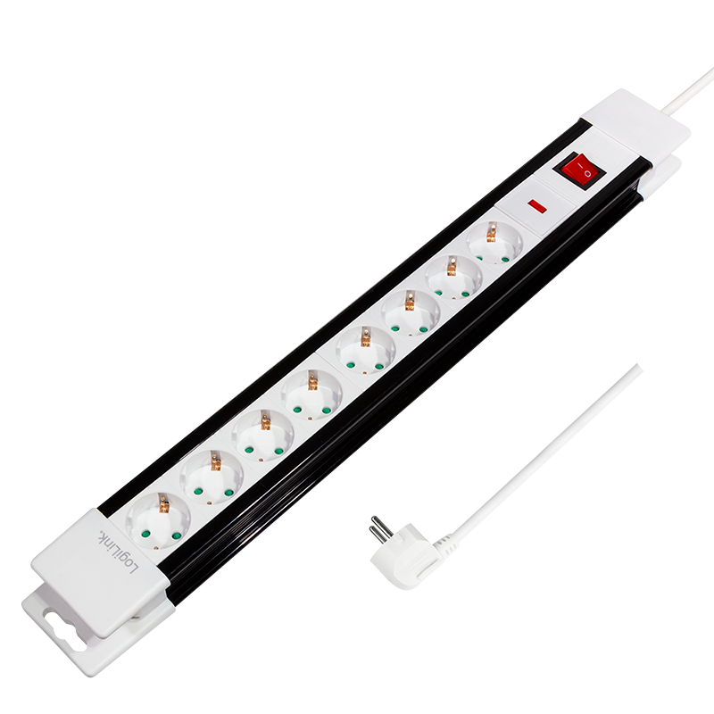 Steckdosenleiste 8-fach + Schalter, 8x CEE 7/3, 3 m, weiß