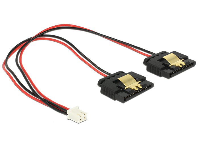 Kabel Power 2 Pin Buchse an 2x SATA 15 Pin Buchse (5V), Metall, 0,2m , Delock® [85249]