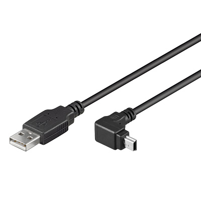 Anschlusskabel USB 2.0 Stecker A an Stecker Mini B 5-pin gewinkelt, schwarz, 1,8m, Good Connections®