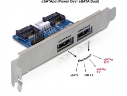 Slotblech, 2x eSATAp 5V/12V, Delock® [61725]