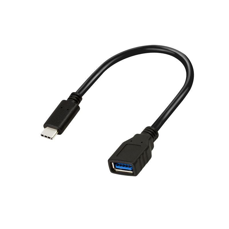 USB 3.2 Gen1 Type-C Adapter, C/M zu USB-A/F, OTG, schwarz, 0,15 m