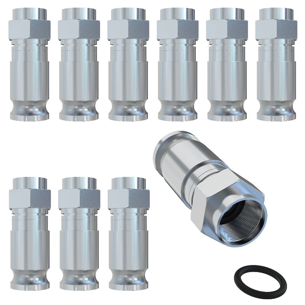 10 Stk. F-Kompressionsstecker aus vernickeltem Messing