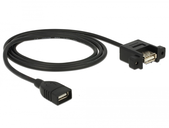 Kabel USB 2.0 Typ-A Buchse an USB 2.0 Typ-A Buchse zum Einbau, schwarz, 1 m, Delock® [85460]
