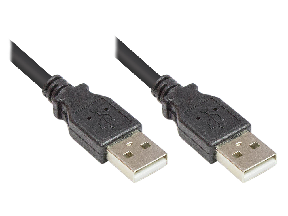 Anschlusskabel USB 2.0 Stecker A an Stecker A, schwarz, 1,5m, Good Connections®