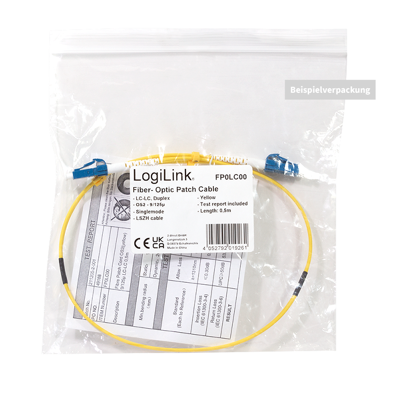 LWL Duplex Patchkabel, OS2, 9/125µ, LC-LC, gelb, 2 m