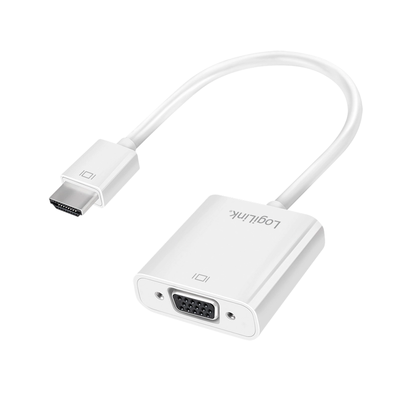 HDMI-Kabeladapter, A/M zu VGA/F + 3,5 mm + USB, 1080p, weiß, 0,15 m