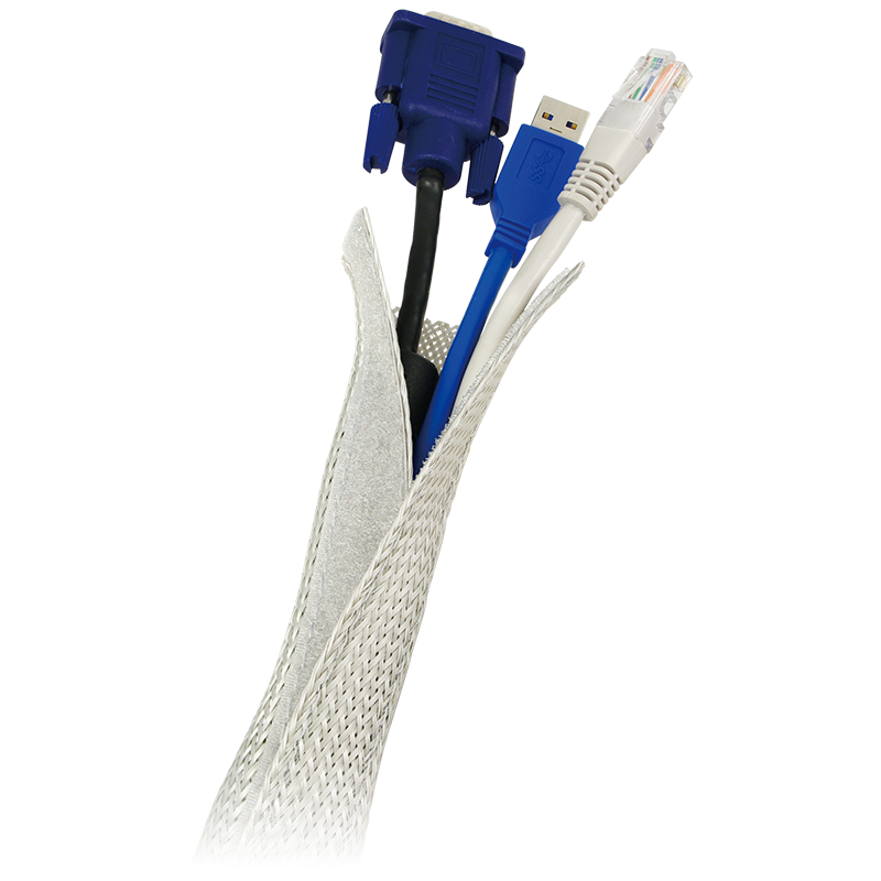 Kabelschlauch (Klett), PET, grau, AD: 32 mm, 1,8 m