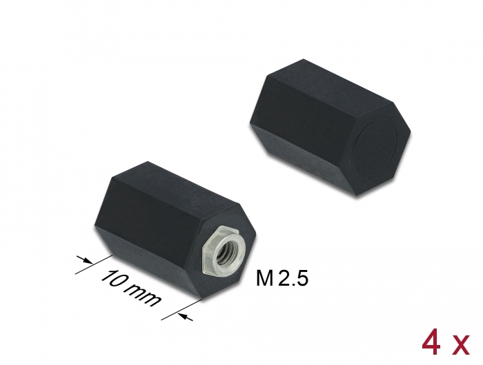 Abstandshalter M2.5, Sechskant, Innen, 10 mm schwarz 4 Stück