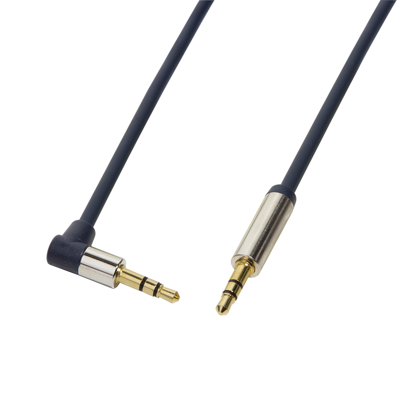 Audio-Kabel, 3,5 mm 3-Pin/M (90°) zu 3,5 mm 3-Pin/M, blau, 1 m Audio-Kabel, 3,5 mm 3-Pin/M (90°) zu 3,5 mm 3-Pin/M, blau, 1 m
