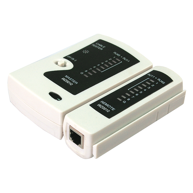 Tester für RJ11-, RJ12- und RJ45-Patchkabel, mit Remote Einheit