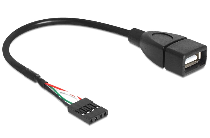Anschlusskabel, USB 2.0 Typ-A Buchse auf Pin Header 4 Pin Buchse, schwarz, 0,2m, Delock® [83291]