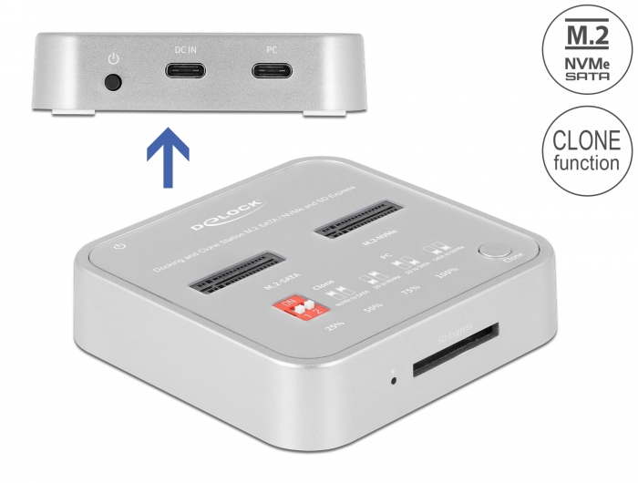 Dockingstation für 1 x M.2 NVMe SSD + 1 x M.2 SATA SSD mit S