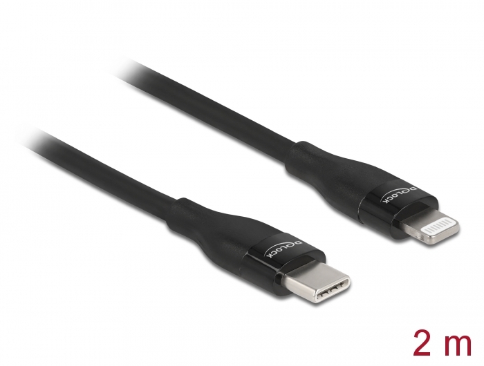 Daten- und Ladekabel USB Type-C™ zu Lightning™ für iPhone™, iPad™ und iPod™ schwarz 2 m MFi, Delock®