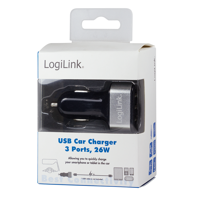 USB Kfz Netzteil, 3x USB-Port, 25.5W