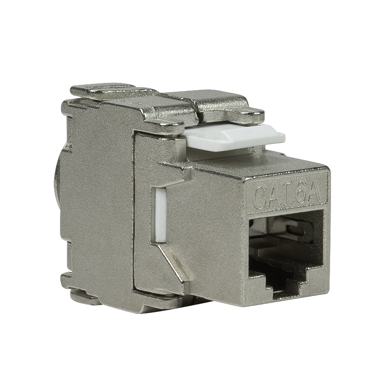 Cat.6A Keystone Buchse STP 22-26 AWG, werkzeuglos, 17,2 mm breit Cat.6A Keystone Buchse STP 22-26 AWG, werkzeuglos, 17,2 mm breit