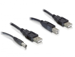 Kabelset, USB A Stecker an DC und USB A Stecker an USB B, 0,3m, Delock® [82461]