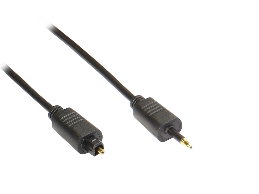Anschlusskabel Toslink Stecker an 3,5mm Mini Stecker, Ø 2,2mm, schwarz, 0,5m, Good Connections®