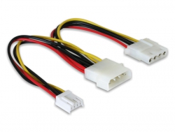 Y-Kabel zur Stromversorgung, Molex 4pin Stecker an Molex 4pin Buchse + 3,5 FDD, Delock® [82111]