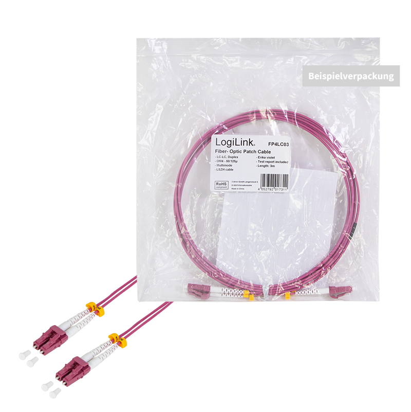LWL Duplex Patchkabel, OM4, 50/125µ, LC-LC, erikaviolett, 40 m