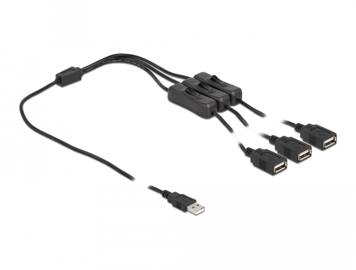Kabel USB Typ-A Stecker zu 3 x USB Typ-A Buchse mit Schalter 1 m, Delock® [86804]