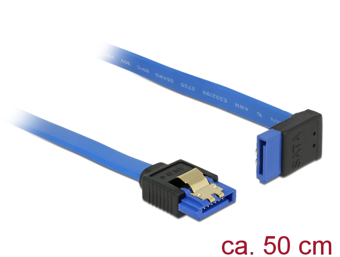 Kabel SATA 6 Gb/s Buchse gerade an SATA Buchse oben gewinkelt, mit Goldclips, blau, 0,5m, Delock® [8
