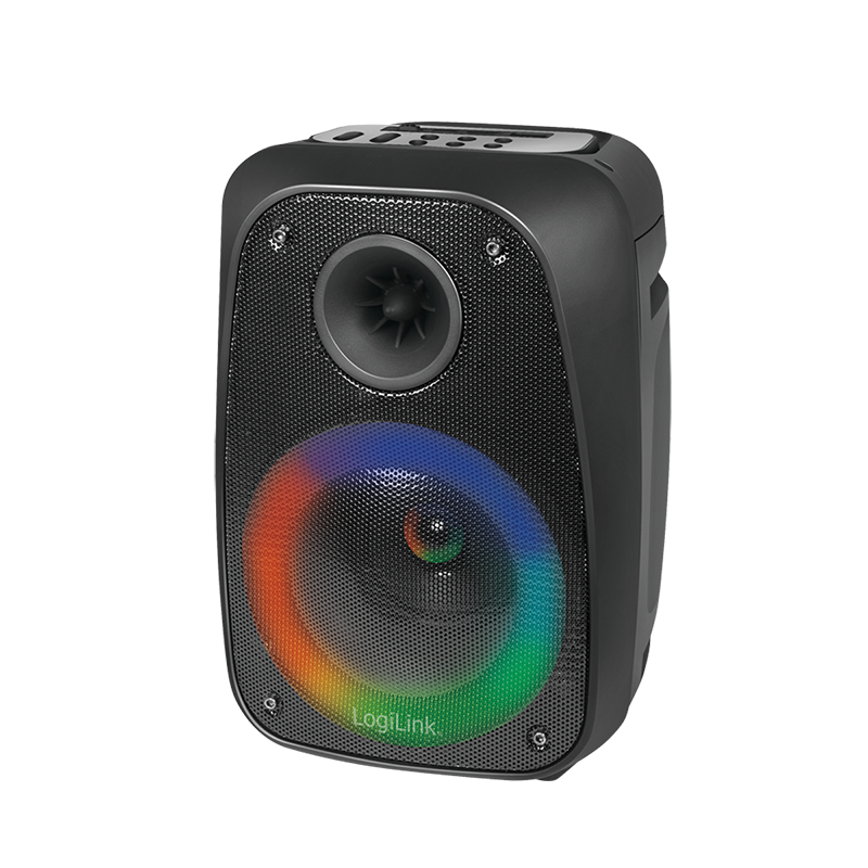 Mobiler Bluetooth Lautsprecher mit Party Light, TWS, 10 W, schwarz
