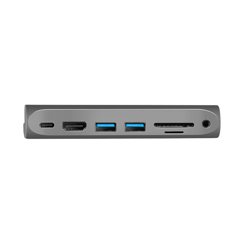 USB 3.2 Gen 1 Dockingstation, 7-Port, USB-C PD, silber/schwarz