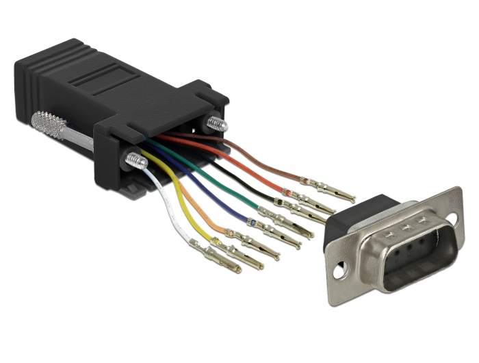 Adapter Sub-D 9 Pin Stecker an RJ45 Buchse, Montagesatz, sch