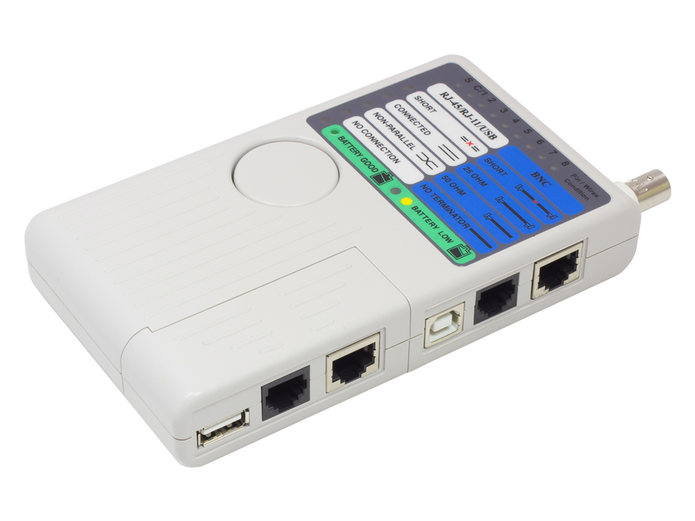 Netzwerk-Kabeltester mit Remote-Einheit für RJ45, RJ11, UTP/STP/BNC/USB, Good Connections®