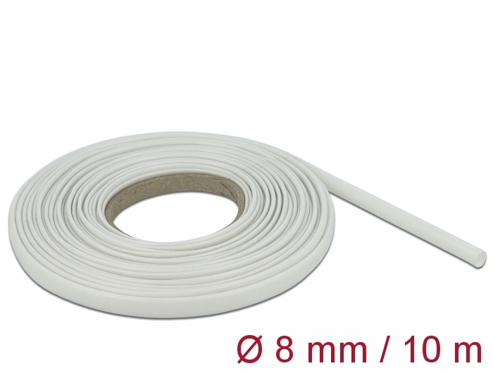 Schutzschlauch Glasfasergeflecht 10 m x 8 mm weiß, Delock® [