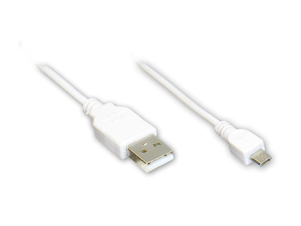 Anschlusskabel USB 2.0 Stecker A an Stecker Micro B, weiß, 3m, Good Connections®