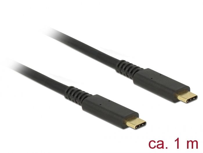 USB 3.1 Gen.2 (10 Gbps) Kabel, USB-C™ Stecker an USB-C™ Stecker, 3A E-Marker, koaxial, schwarz, 1m ,