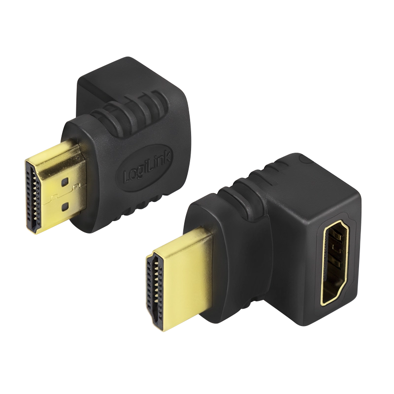 HDMI-Adapter, A/M zu A/F (90°), kurz, 4K/30 Hz, schwarz