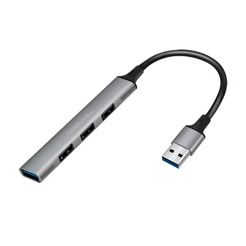 USB 3.0, 4-Port Slim-Hub, mit Aluminiumgehäuse