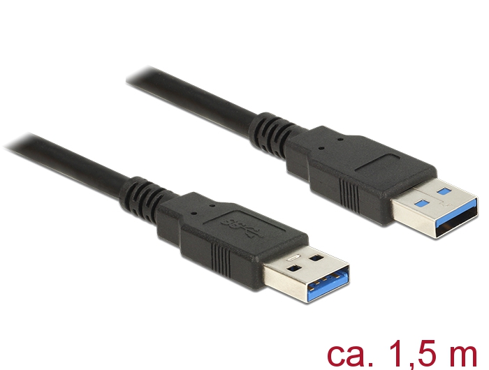 Kabel USB 3.0 Typ-A Stecker an USB 3.0 Typ-A Stecker, schwarz, 1,5m, Delock® [85061]