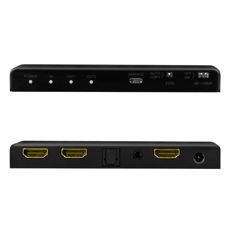 HDMI-Splitter, 1x2-Port, 4K/60 Hz, HDCP, EDID, Audio-Extrakt, Downscaler