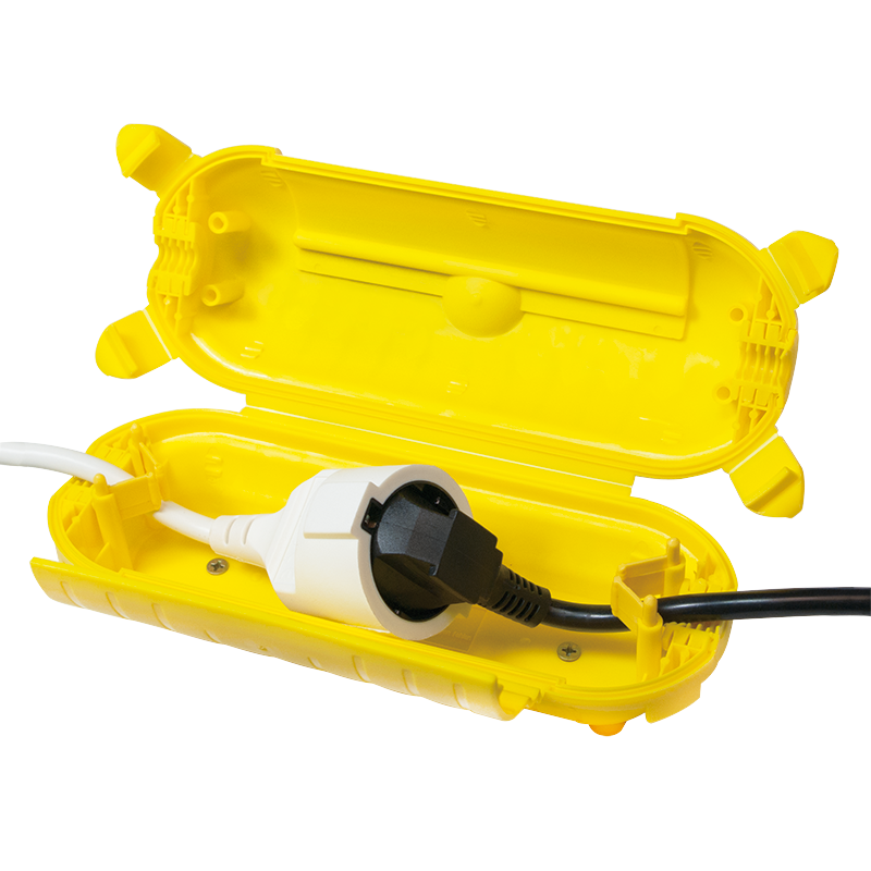 Netzkabel-Schutzbox für den Außenbereich, IP44, gelb