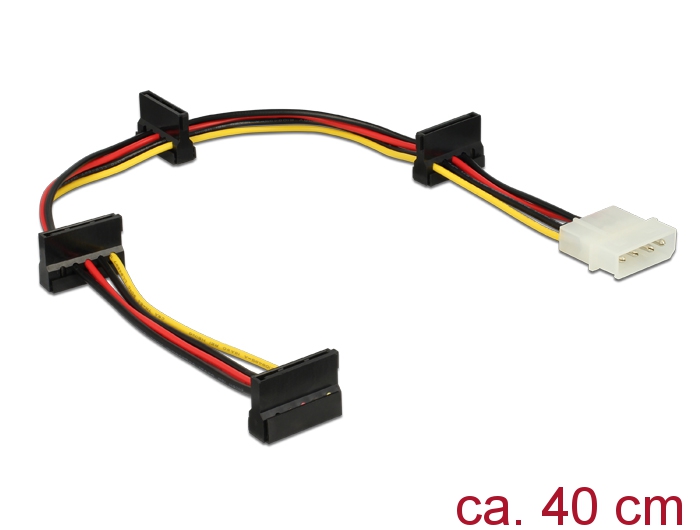 Kabel Power Molex 4 Pin Stecker an 4x SATA 15 Pin Buchse, 0,4m, Delock® [60142]