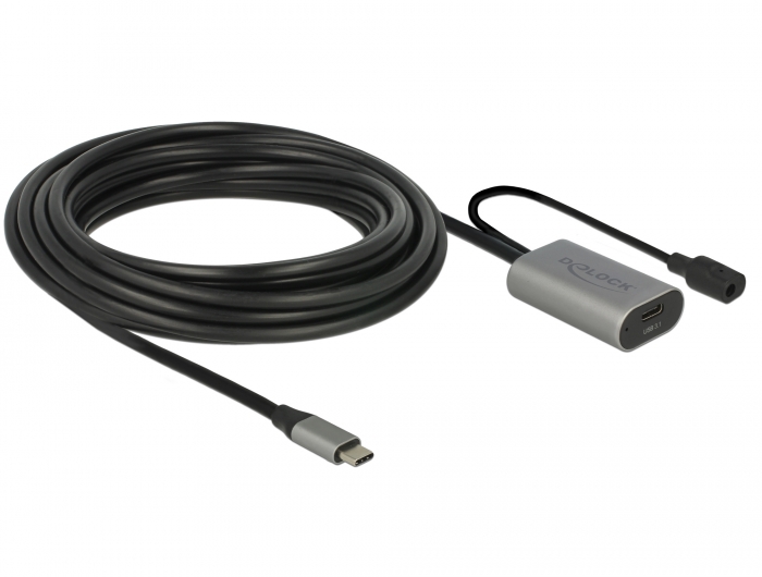 Aktives USB 3.1 Gen. 1 Verlängerungskabel, USB Type-C™ an USB Type-C™, schwarz, 5m, Delock® [85392]