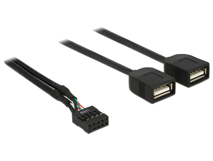 USB Kabel Pin Header Buchse an 2 x USB 2.0 Typ-A Buchse 40 cm, Delock® [83823]