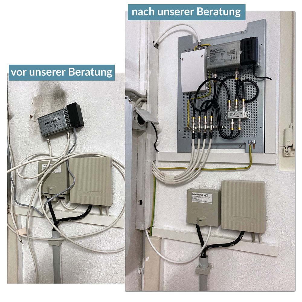 Vorher-Nacher-Antenneninstallation