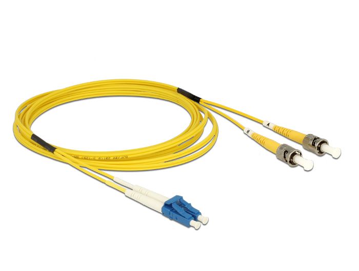 Kabel Lichtwellenleiter LC an ST Singlemode OS2, 2m, Delock® [84612]