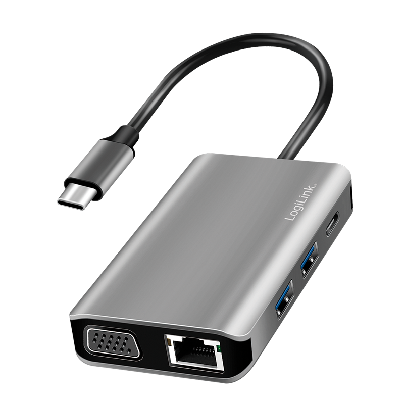 USB 3.2 Gen1-Dockingstation, USB-C, 7-Port, PD, anthrazit