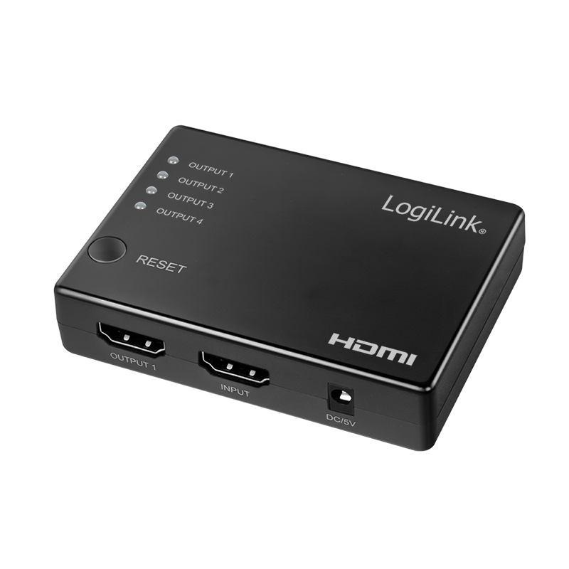 HDMI-Splitter, 1x4-Port, 4K/30 Hz, HDCP, CEC, schlank